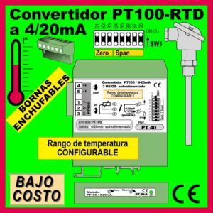 01a2- Convertidor Pt100-RTD CONFIGURABLE (salida 4-20mA)
