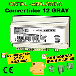 09e2- Convertidor Digital 12 bits GRAY a Analógico (0-10V, 0-4-20mA)